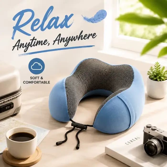 Oreiller cervical en mousse à mémoire de forme, coussin de voyage en forme de U doux pour soutenir le cou en avion