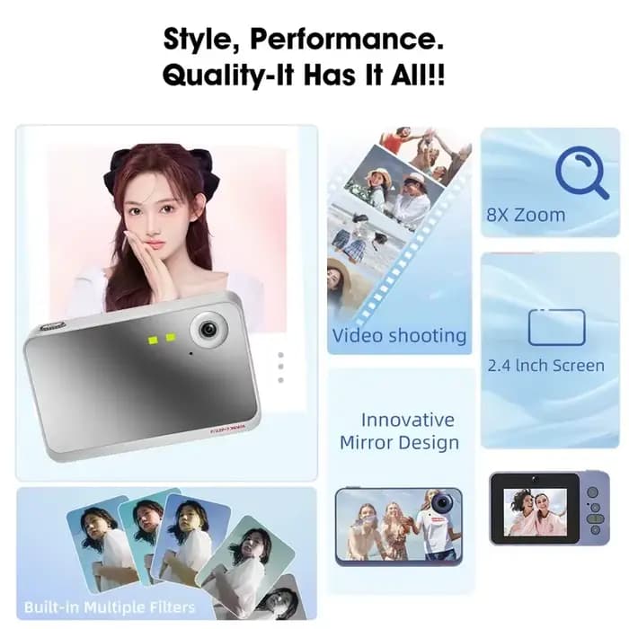 Nouvel appareil photo numérique pour selfies 4K Vlog avec zoom 8x, caméra de voyage 1080 HD pour étudiants, mini caméra rétro CCD pour la photographie de niveau débutant