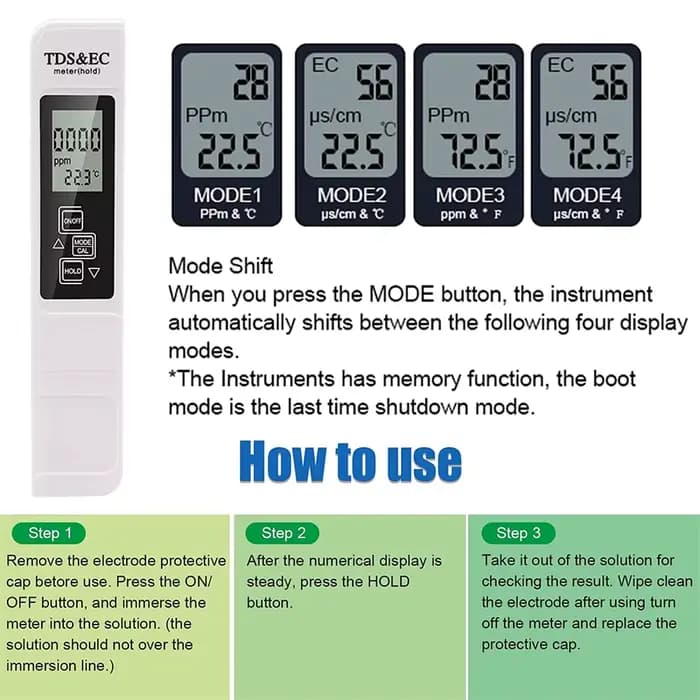 Testeur professionnel 3 en 1, compteur d'eau TDS EC, compteur de température numérique LCD, stylo de test d'eau, filtre de pureté, qualité de l'eau