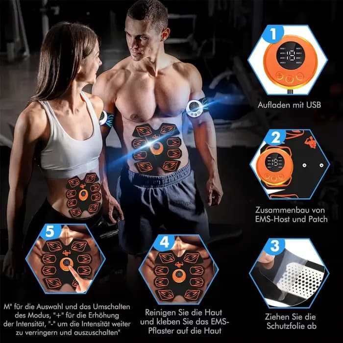Ceinture de stimulation musculaire EMS pour abdominaux avec entraîneur de taille - Électrique