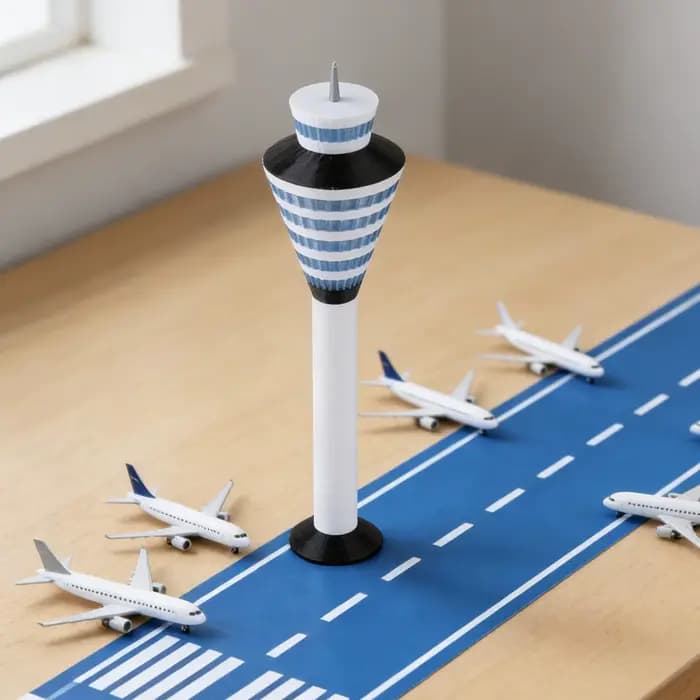 Modèle de tour d'aéroport à l'échelle 1:400, modèle de scène d'aéroport de simulation, modèle de décoration de diorama de loisir de bricolage, modèle de bâtiment d'aéroport