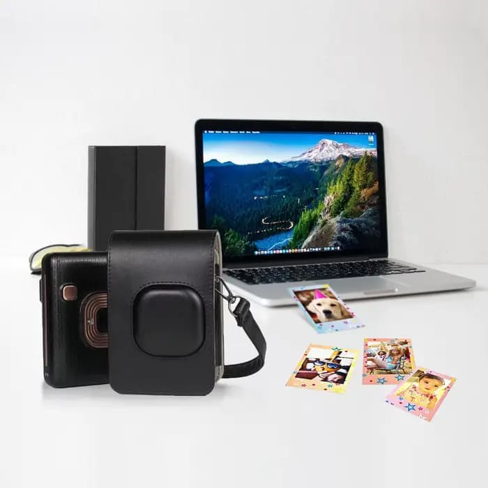 Étui pour appareil photo instantané de taille compacte, sac en cuir PU avec bandoulière, Compatible avec Fujifilm Fuji Instax mini LiPlay