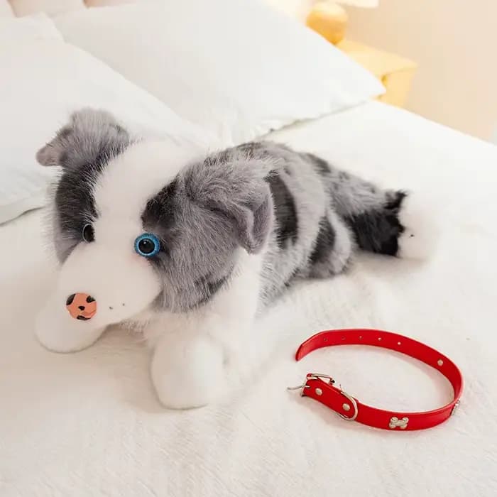 Jouets en peluche style collier Border Collie, quatre couleurs, 40/50CM, poupée chiot en peluche douce, jouets amusants pour enfants, cadeaux