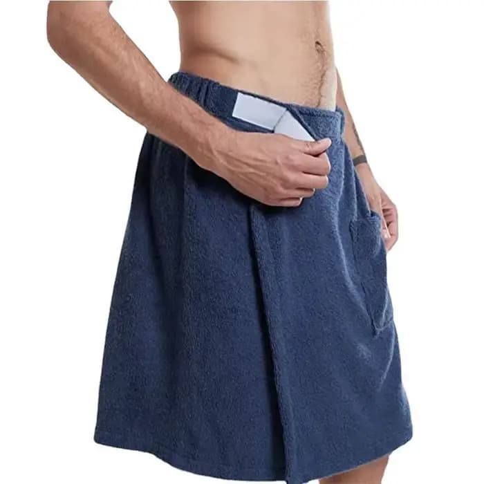 Serviette de bain enveloppante pour homme avec poche, fermeture réglable, en tissu éponge doux, idéale pour la douche, le spa, la gym, le sauna et la maison