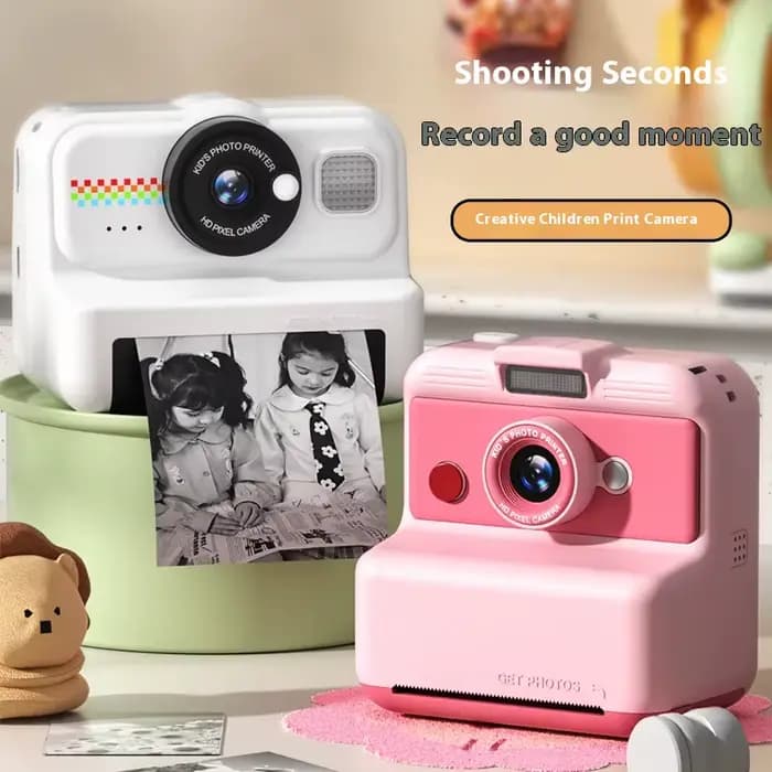 Caméra d'impression pour enfants, papier thermique HD, prête à tirer, Mini appareil Photo rétro, Photo, cadeau d'extérieur pour enfants