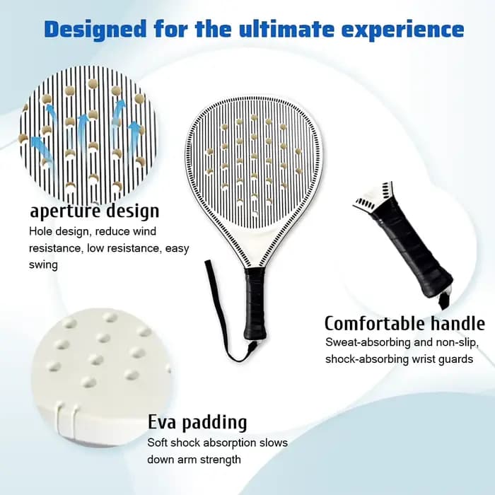 Raquette de tennis | Raquette de padel, en fibre de carbone ultra légère, avec une forte élasticité et une bonne qualité