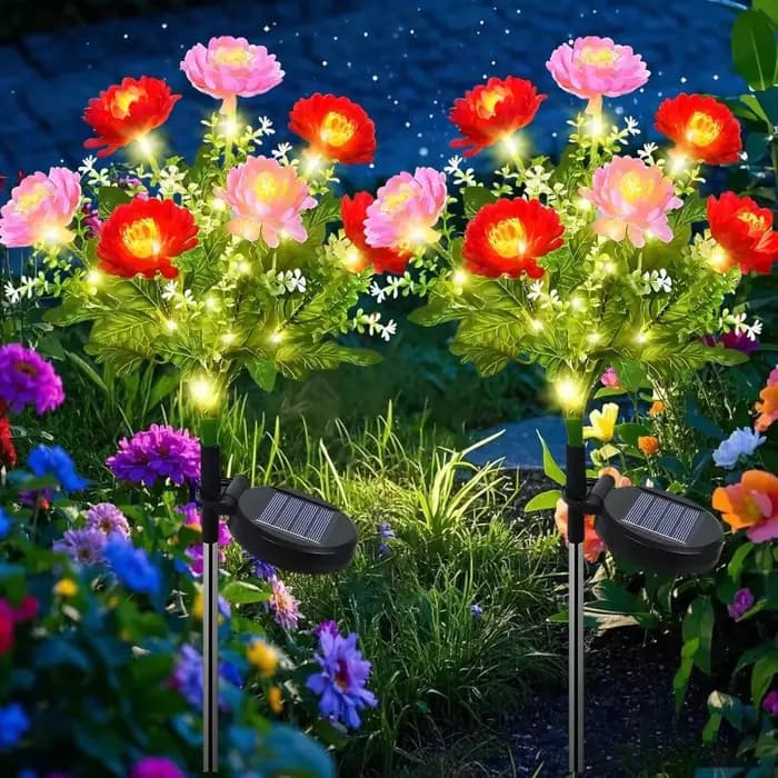  Lampes solaires d'extérieur, éclairage de jardin, lampes de pelouse en forme de lotus de neige, décoratives pour patio, fête, mariage