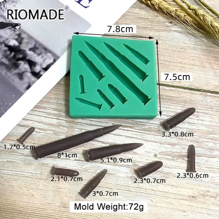 Moule en silicone en forme de balle de pistolet, style fusil de précision, pour résine époxy faite à la main, outils de décoration pour chocolat, desserts, bonbons et fondant
