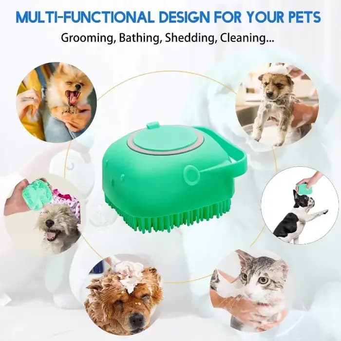 Brosse de massage et de toilettage pour animaux de compagnie : shampoing