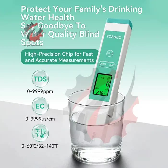 Testeur d'eau numérique 3 en 1, compteur TDS 0-9990 PPM, stylo testeur de qualité de l'eau, écran LCD rétro-éclairé pour piscines, Aquariums d'eau potable