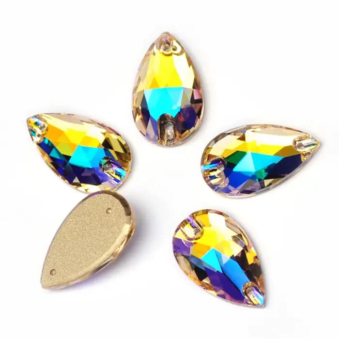PUBRILEX Paradise Shine Strass à coudre, pierres fantaisie en cristal à dos plat de formes variées pour vêtements, travaux d'aiguille et accessoires DIY