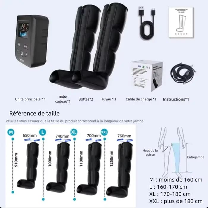 Appareil de massage des jambes par compression pneumatique