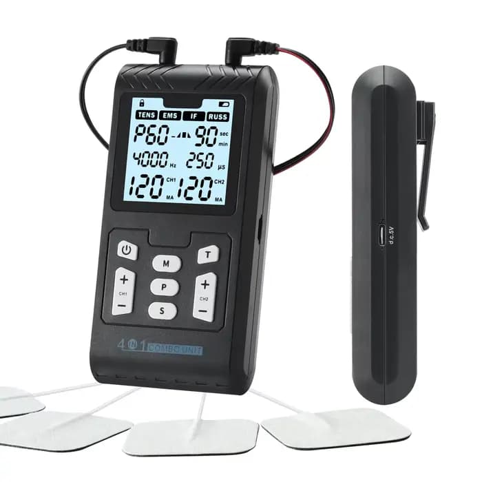 Stimulateur musculaire électrique 4 en 1 EMS Interférentiel Appareil de physiothérapie haute fréquence