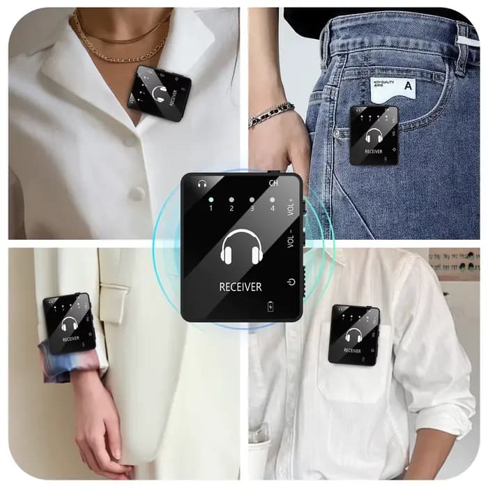 Système IEM, système de monitoring intra-auriculaire sans fil avec émetteur et récepteur cravate, récepteur cravate SUID, pour répétitions de groupe