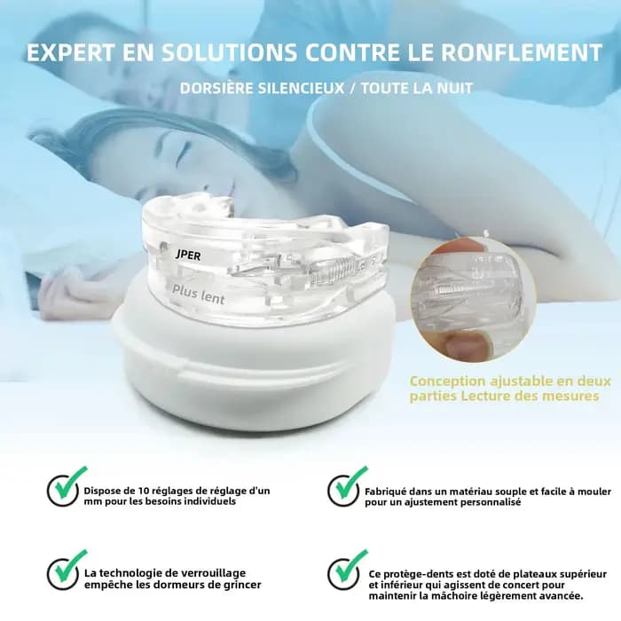 Protège-dents anti-ronflement ajustable pour une nuit de sommeil sans ronflement