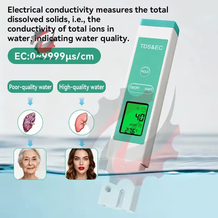 Testeur d'eau numérique 3 en 1, compteur TDS 0-9990 PPM, stylo testeur de qualité de l'eau, écran LCD rétro-éclairé pour piscines, Aquariums d'eau potable