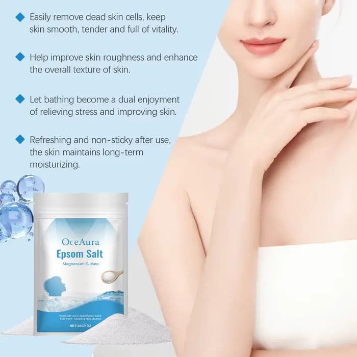 Epsom sel magnésium sulfate hydratant exfoliant pur naturel pieds mains bain corps Relaxation soulagement musculaire détox soins de la peau
