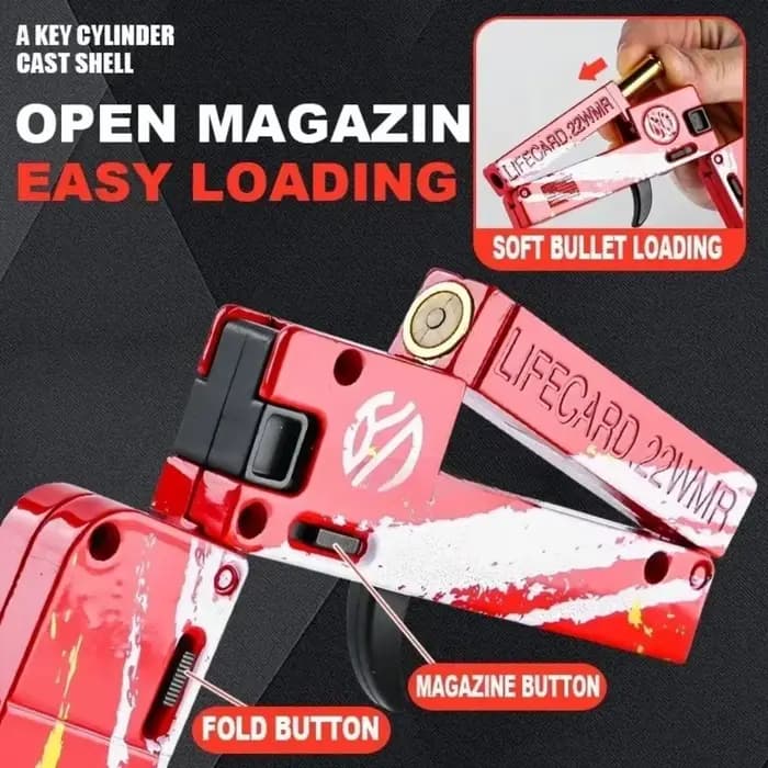 Pistolet jouet pliable en alliage métallique, lanceur de balles souples, modèle de simulation pour collection d'adultes, jeu en extérieur