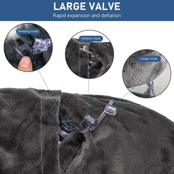 Oreiller de voyage gonflable avec housse en velours doux et sac de transport