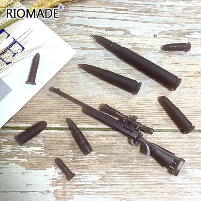 Moule en silicone en forme de balle de pistolet, style fusil de précision, pour résine époxy faite à la main, outils de décoration pour chocolat, desserts, bonbons et fondant