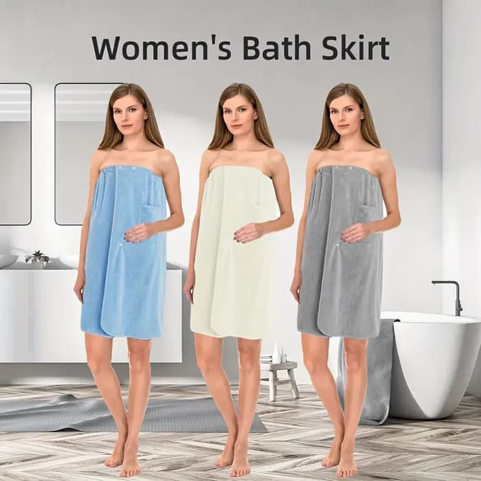 Jupe de bain douce avec bande élastique, Robe de bain Spa, enveloppe en microfibre sécurisée et absorbante pour douche, plage et post-entraînement | Couleur unie