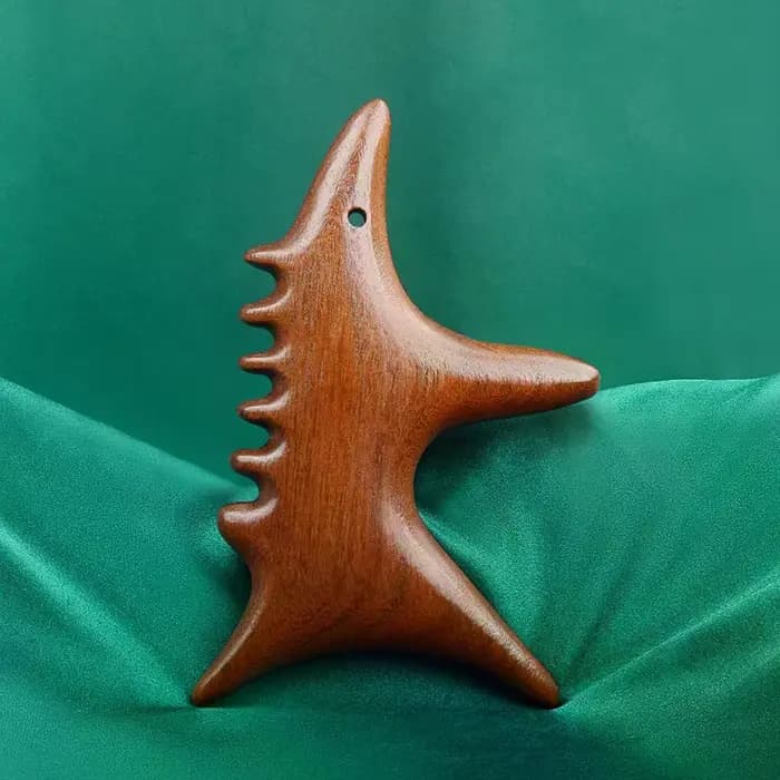 Outils de Massage Gua Sha en bois de santal et soie dorée