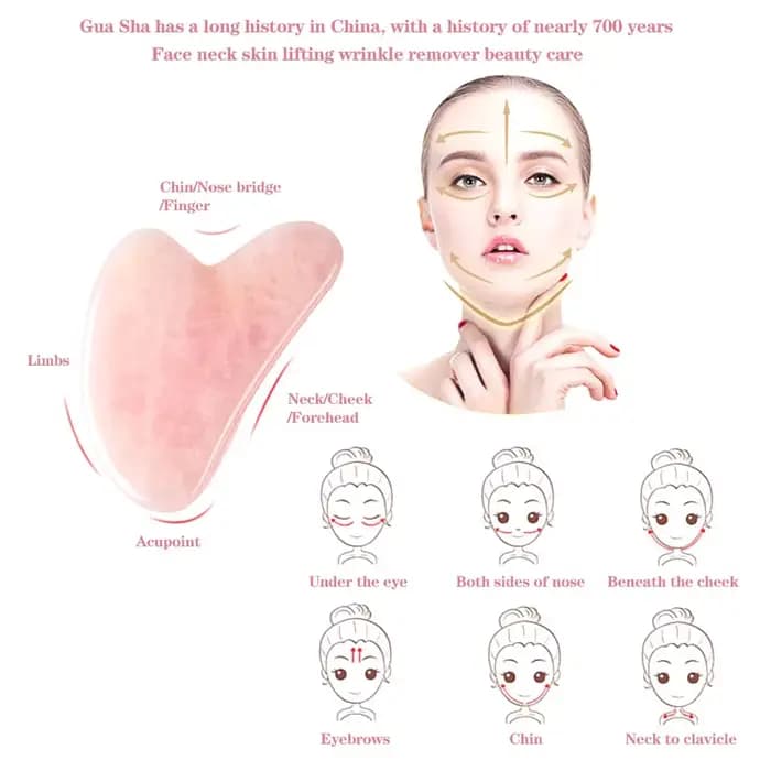 Grattoir à Gouache Gua Sha en Jade Rose naturel