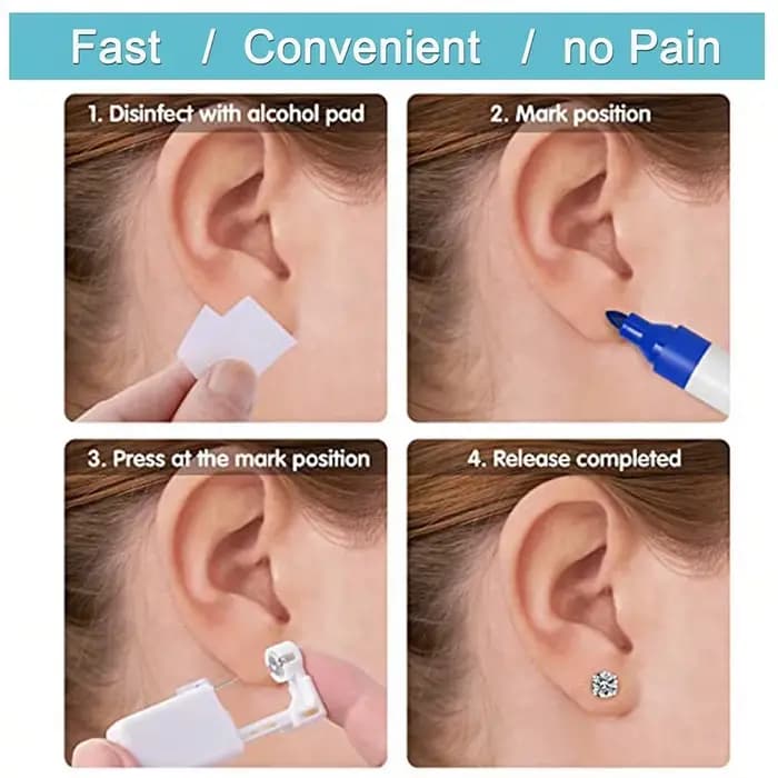 Kit de pistolet de perçage d'oreille jetable, 8 pièces, boucles d'oreilles auto-perçage à la maison, Kits de perçage de pistolet avec clous de boucles d'oreilles, petite boule CZ