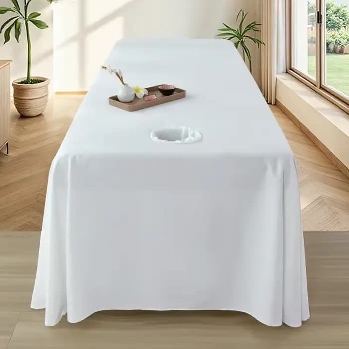 Lit SPA couverture complète jupe blanche pour Salon de beauté Table de Massage drap couvre-lit