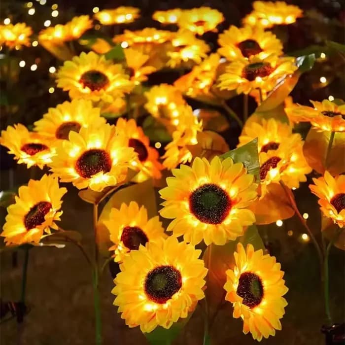 Lampe LED solaire en forme de tournesol, imperméable conforme à la norme IP65, luminaire décoratif d'intérieur, idéal pour un jardin, une cour, une pelouse, un paysage ou un sentier, décoration de noë