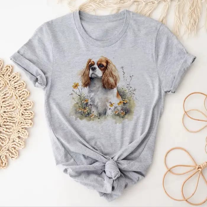 T-shirt graphique pour femme, vêtements Harajuku, Cavalier, King Charles, Spaniel, chien, fille, manga drôle