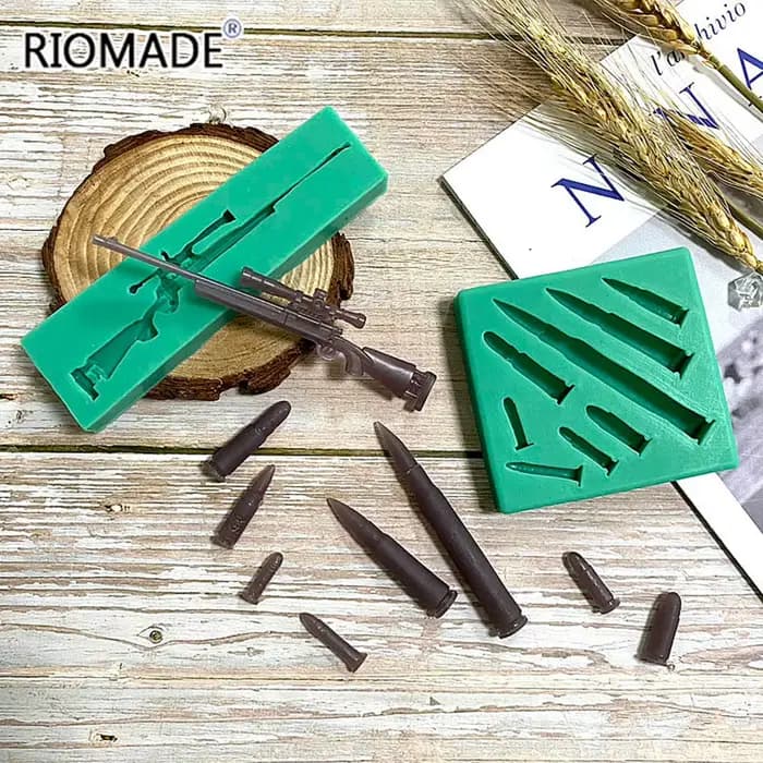 Moule en silicone en forme de balle de pistolet, style fusil de précision, pour résine époxy faite à la main, outils de décoration pour chocolat, desserts, bonbons et fondant
