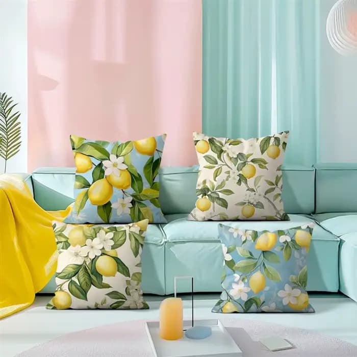 Housse de coussin décorative à motif de citron d'été, taie d'oreiller en Polyester, décoration de canapé, décoration de maison