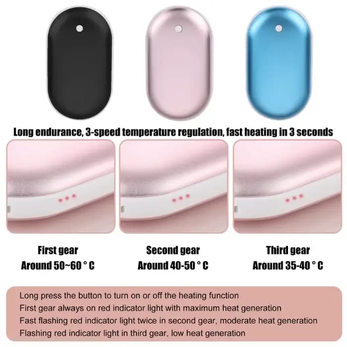 Mini chauffe-mains artefact 3 modes chauffage chauffe-poche rapide portable 2 en 1