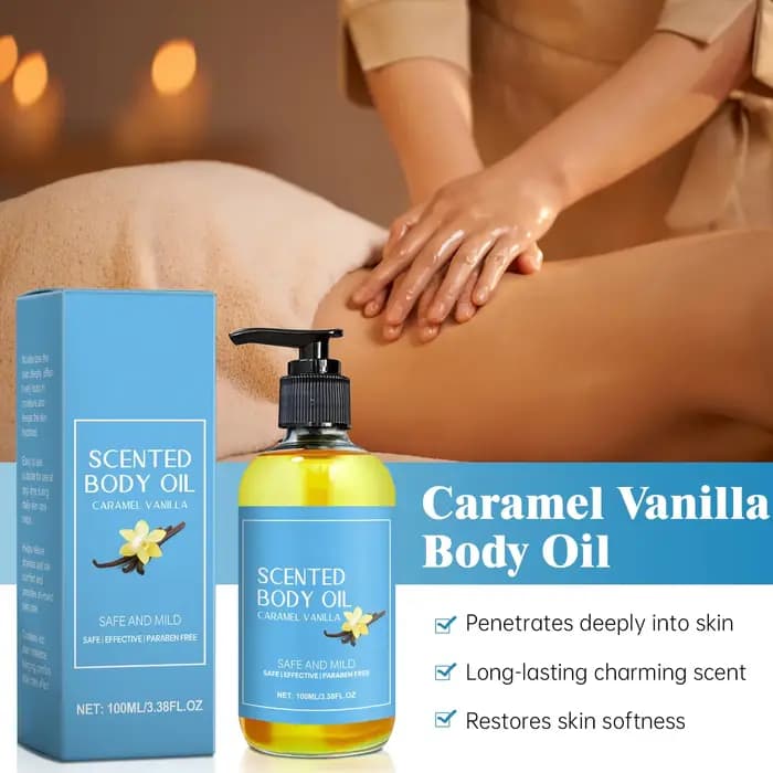 Huile corporelle anti-stress à la vanille - Hydrate et apaise en profondeur les muscles