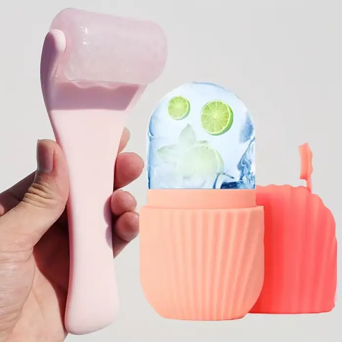 Kit de massage facial : rouleau et moule à glace en silicone réutilisables pour spa