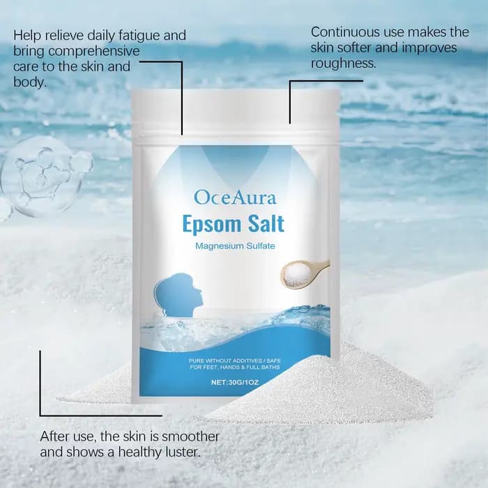 Epsom sel magnésium sulfate hydratant exfoliant pur naturel pieds mains bain corps Relaxation soulagement musculaire détox soins de la peau