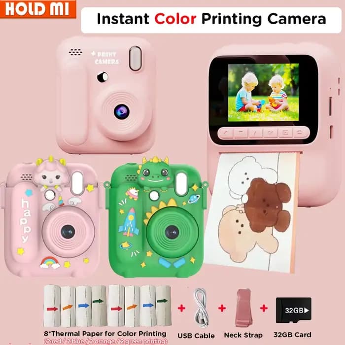 Caméra d'impression instantanée pour enfants, 5 couleurs, 1080P, papier thermique, impression Photo, jeux vidéo, cadeau pour enfants, garçons et filles