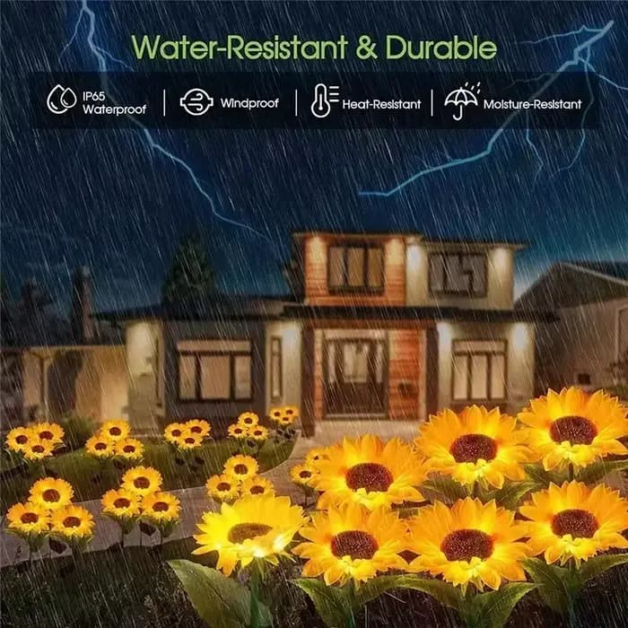 Lampe LED solaire en forme de tournesol, imperméable conforme à la norme IP65, luminaire décoratif d'intérieur, idéal pour un jardin, une cour, une pelouse, un paysage ou un sentier, décoration de noë