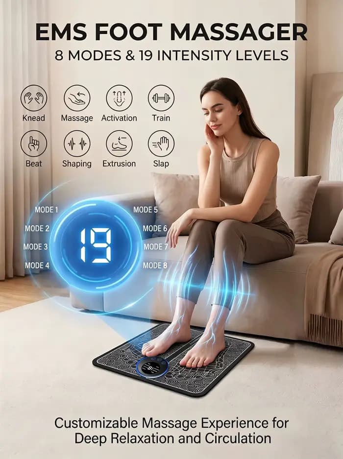 Masseur de pieds EMS, coussin de Massage Rechargeable