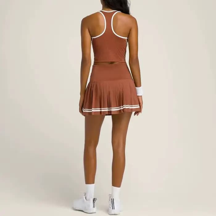 Ensemble de vêtements de sport pour femmes, jupe plissée taille haute effet seconde peau, jupe de tennis, tenue de tennis, vêtements de golf pour femmes