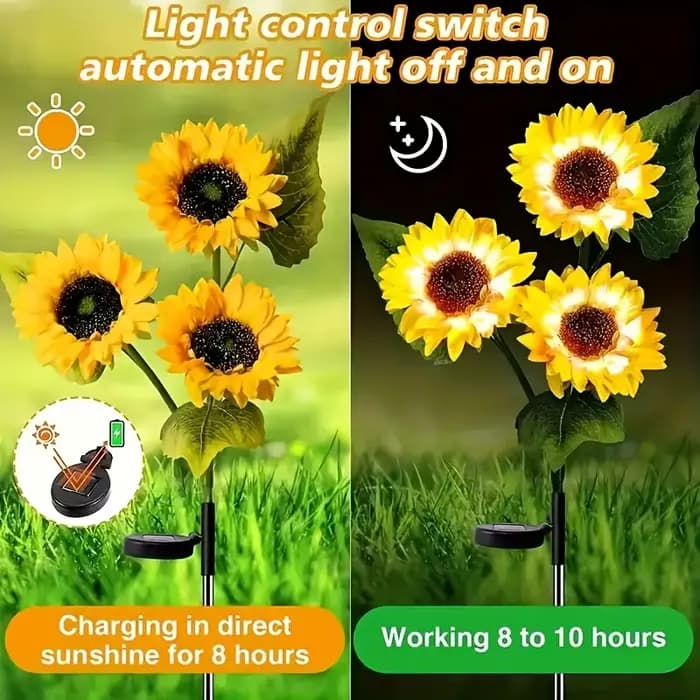 Lampe LED solaire en forme de tournesol, imperméable conforme à la norme IP65, luminaire décoratif d'intérieur, idéal pour un jardin, une cour, une pelouse, un paysage ou un sentier, décoration de noë