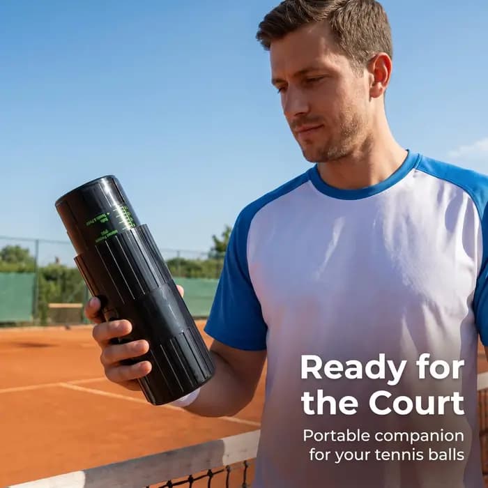 Boîte de rangement pressurisée réglable pour 3 balles de tennis noires, avec manomètre, en plastique rigide, pour le maintien des balles de tennis