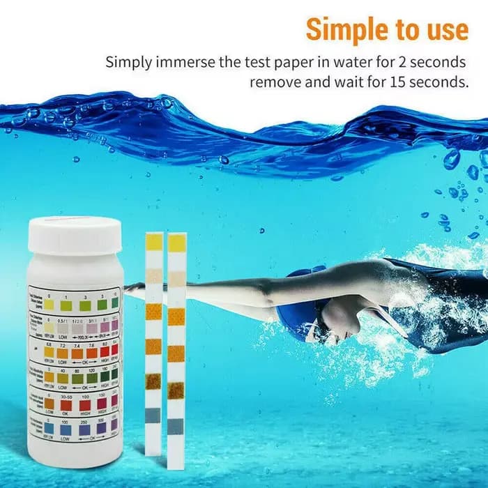 50 bandelettes test 6-en-1 pour piscine et spa (bouteille) – Testeur d'acidité, d'acidité du calcium, de chlore, d'alcalinité, de pH, de cyanurique et de bromure