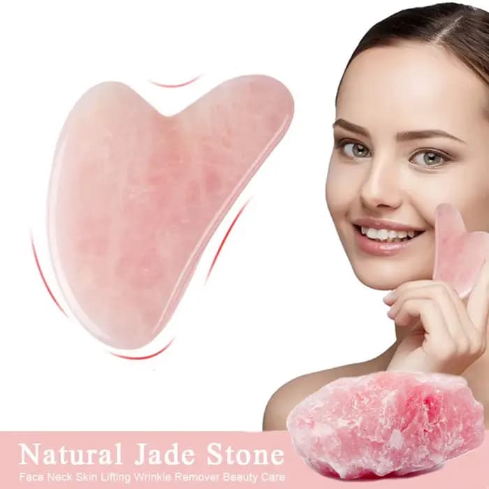 Grattoir à Gouache Gua Sha en Jade Rose naturel