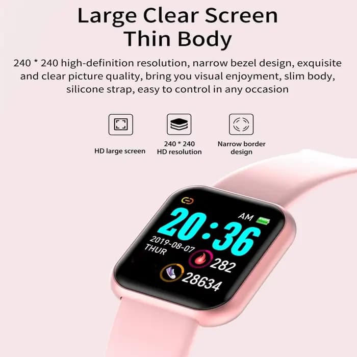 Montre intelligente de sport pour hommes et femmes, bracelet connecté, lecteur de contrôle de la musique, moniteur de sommeil, moniteur de pas de fitness, réveil, Y68 D20
