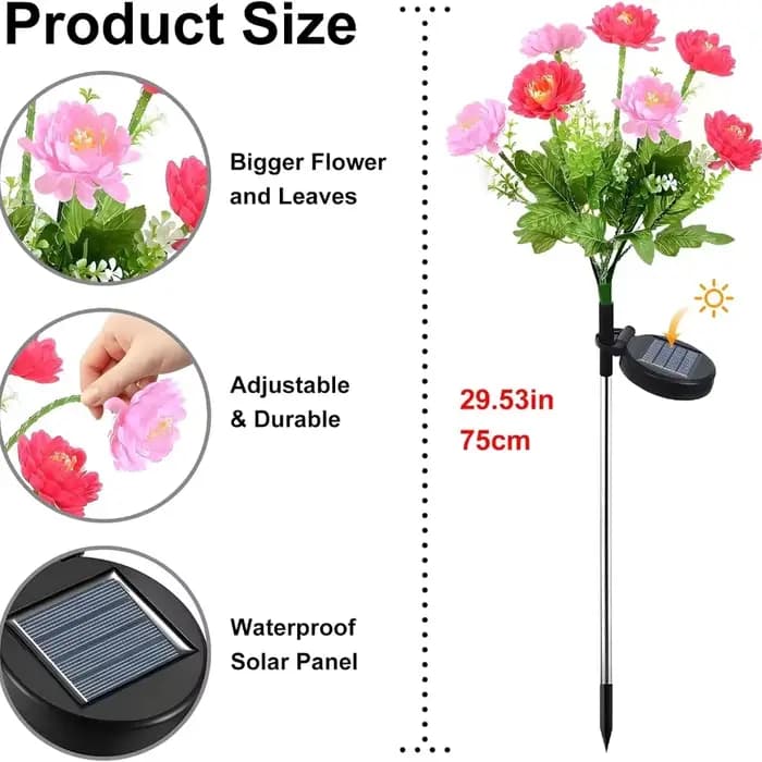  Lampes solaires d'extérieur, éclairage de jardin, lampes de pelouse en forme de lotus de neige, décoratives pour patio, fête, mariage