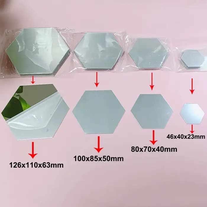 Autocollant mural miroir hexagonal 3D, plusieurs tailles, bricolage, arrière-plan de télévision, salon, décoration murale, chambre à coucher, salle de bains, décoration de la maison