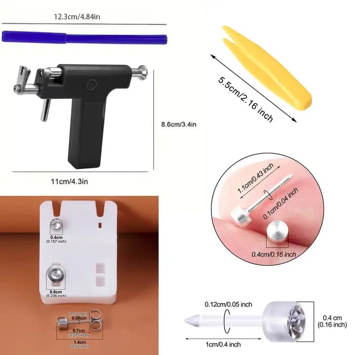 Pistolet de perçage d'oreille professionnel, Kit de perçage d'oreille réutilisable, corps, nez, lèvres, boucle d'oreille, outil de perçage pour boucle d'oreille supérieure de 4mm