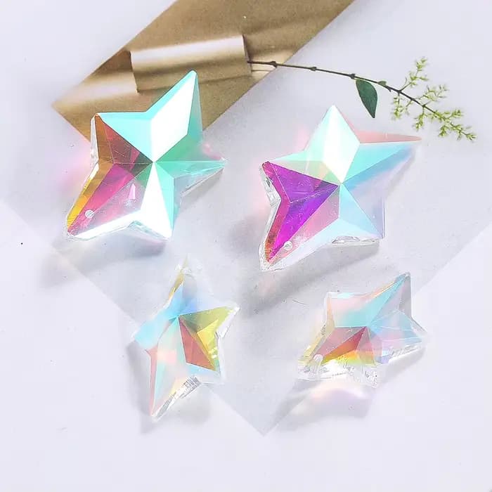 Prisme en verre à facettes laser, étoile de mer Neptune, pendentif en cristal, pentagramme, attrape-soleil arc-en-ciel, lustre Dangle, document AB, 38mm, 50mm